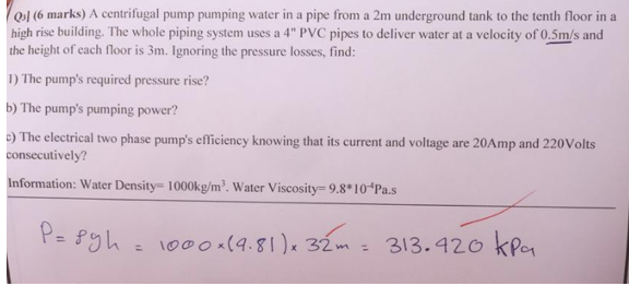 Solved Information: Water Density =1000kgm3. ﻿Water | Chegg.com