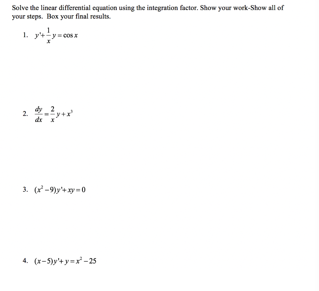 Solved Solve the linear differential equation using the | Chegg.com