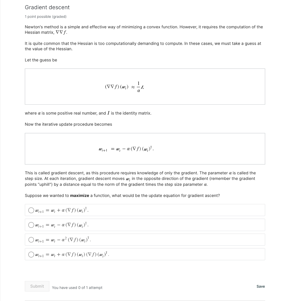 Solved Gradient descent 1 point possible (graded) Newton's | Chegg.com