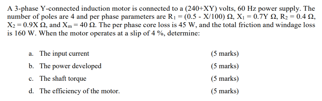 Solved A 3-phase Y-connected induction motor is connected to | Chegg.com