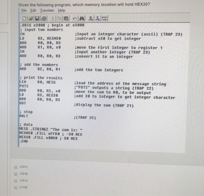 Solved In the LC-3 Calculator progran, the following line of | Chegg.com