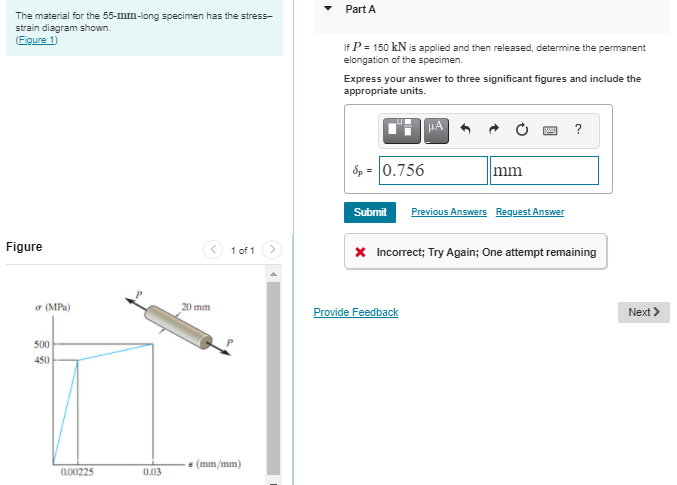 Solved Part A The material for the 55-mm-long specimen has | Chegg.com