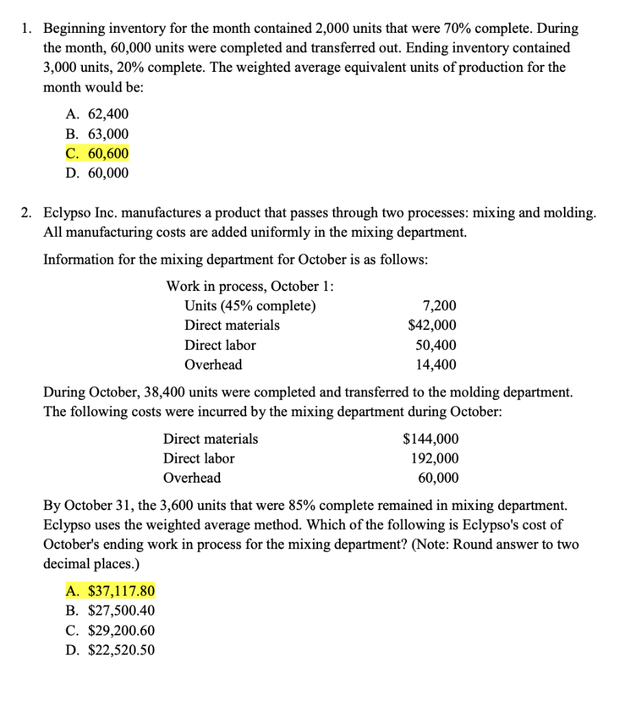 Solved These questions are from a practice test and already | Chegg.com