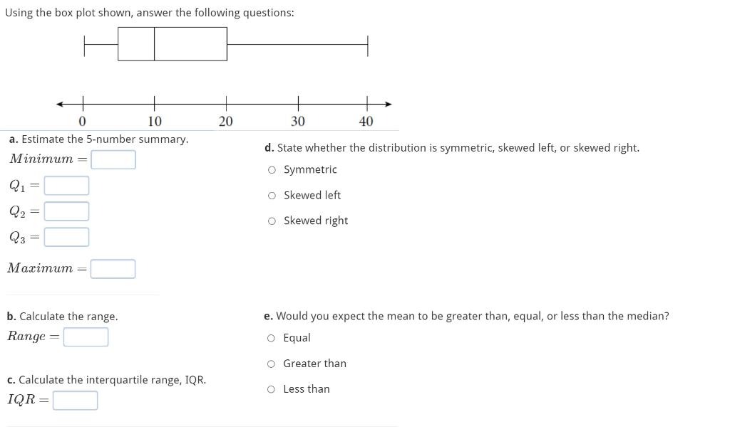 Solved Using the box plot shown, answer the following | Chegg.com