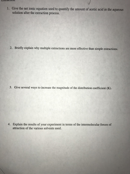 Give the net ionic equation used to quantify the | Chegg.com