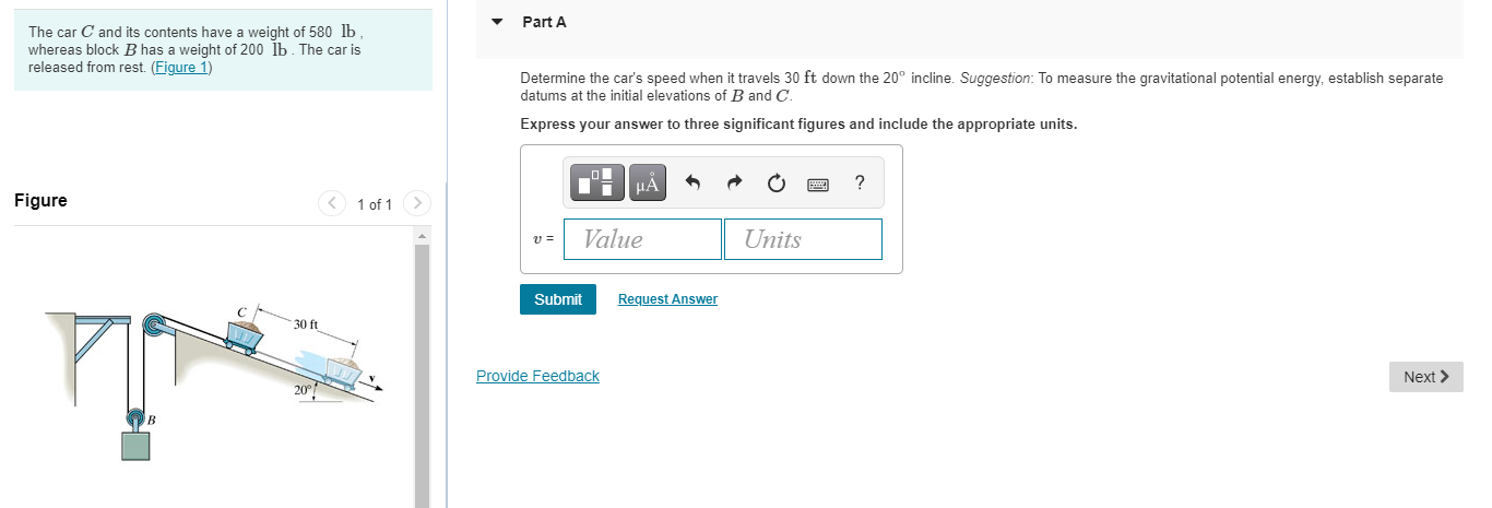 Solved Part A The Car C And Its Contents Have A Weight Of | Chegg.com