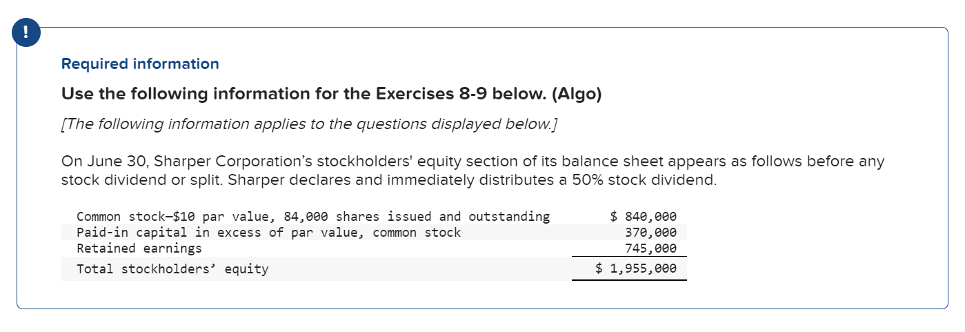 Solved 1 Prepare The Updated Stockholders Equity Section 8787