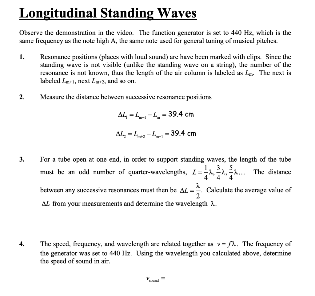 Solved Longitudinal Standing Waves Observe the demonstration | Chegg.com