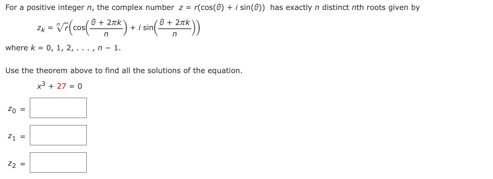 Solved For a positive integer n, the complex number | Chegg.com