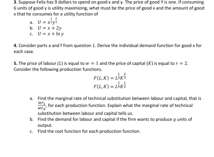 Solved 3 Suppose Felix Has 9 Dollars To Spend On Good X Chegg Com