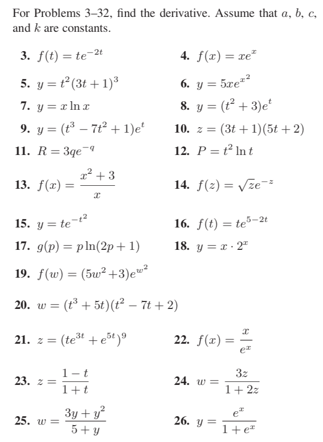 Solved For Problems 3 32 Find The Derivative Assume Tha Chegg Com