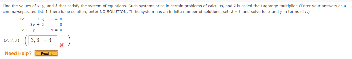 Solved Find the values of x, y, and that satisfy the system | Chegg.com