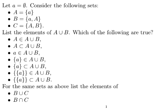 Solved Let a = 0. Consider the following sets: • A = {a} • B | Chegg.com