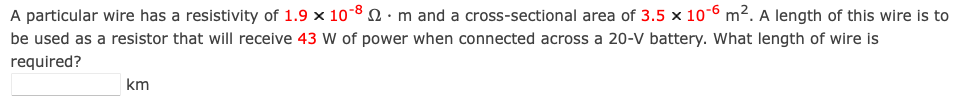 Solved A particular wire has a resistivity of 1.9×10−8Ω⋅m | Chegg.com