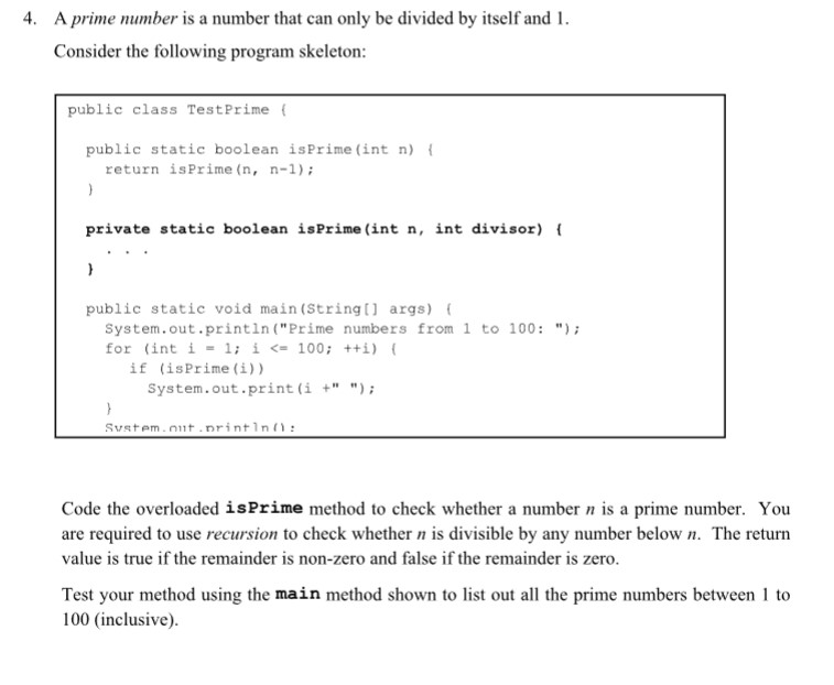 Solved 4. A prime number is a number that can only be | Chegg.com