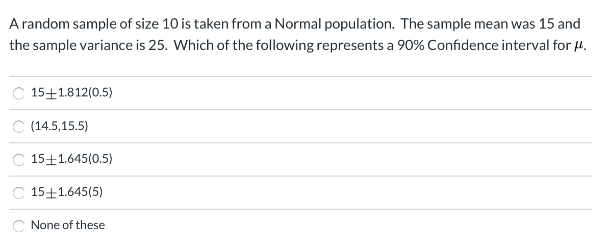 Solved A random sample of size 10 is taken from a Normal | Chegg.com