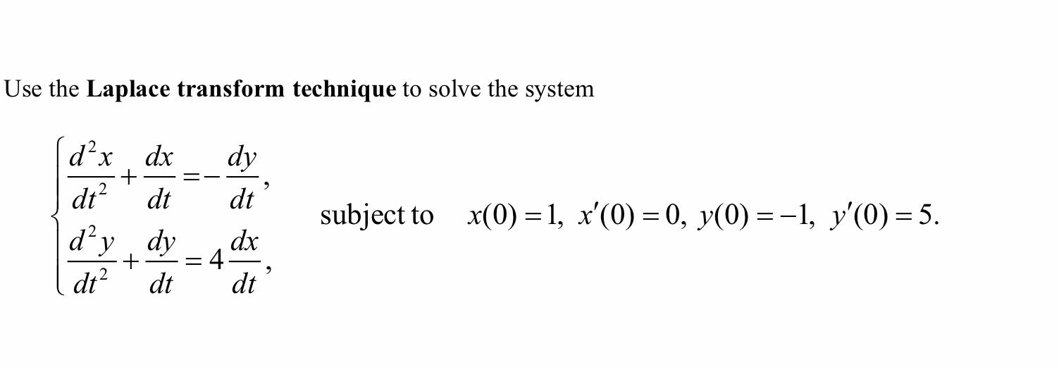 Solved Use the Laplace transform technique to solve the | Chegg.com