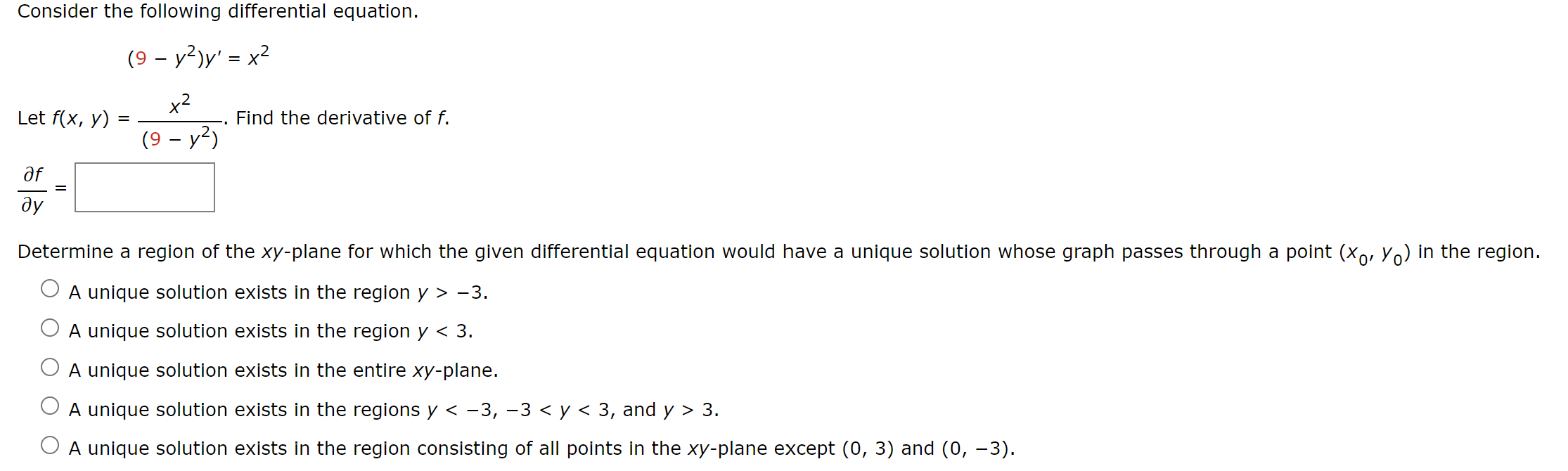 Solved Consider the following differential equation. | Chegg.com