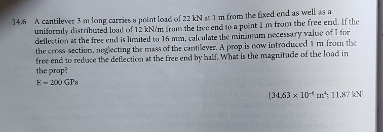 Solved 14.6 A cantilever 3 m long carries a point load of 22 | Chegg.com