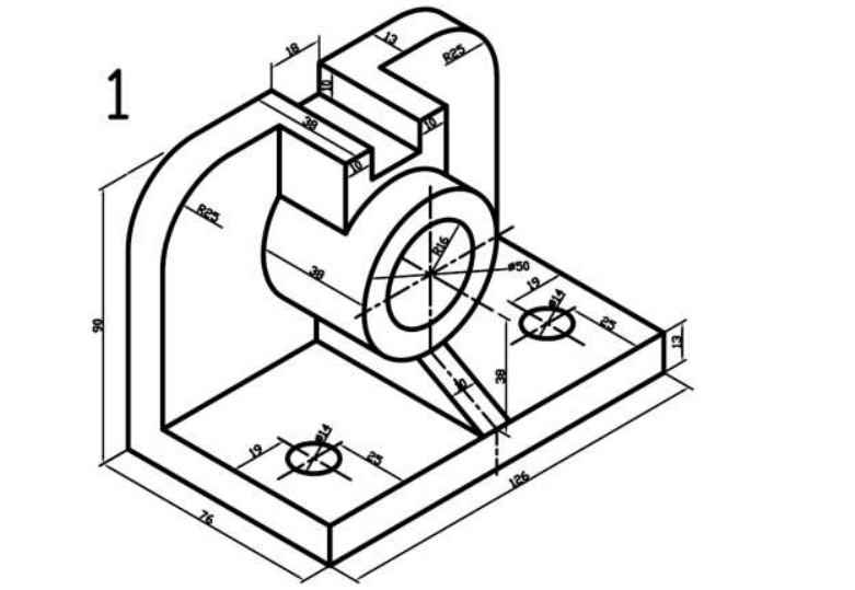 Solved 1) Draw The Orthographic Projection (Top View, Front | Chegg.com