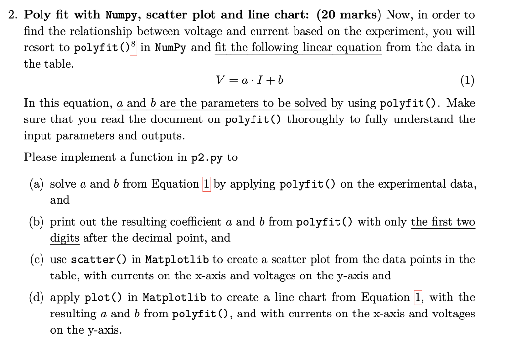 Solved Poly Fit With Numpy, Scatter Plot And Line Chart: (20 | Chegg.com