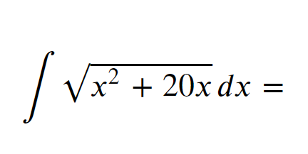 Solved ∫x2+20xdx= | Chegg.com