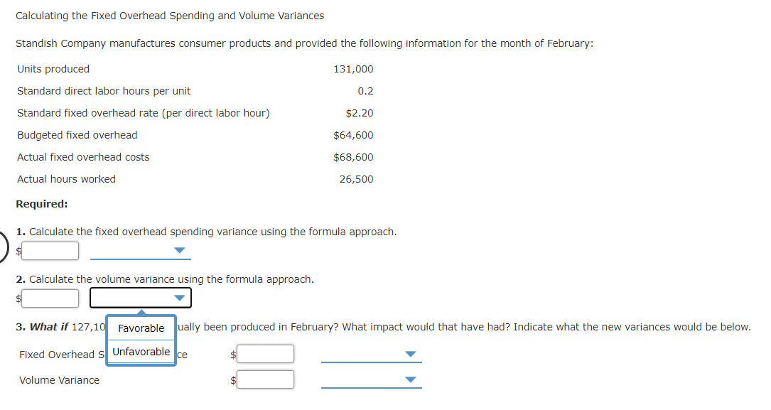 Solved Calculating the Fixed Overhead Spending and Volume