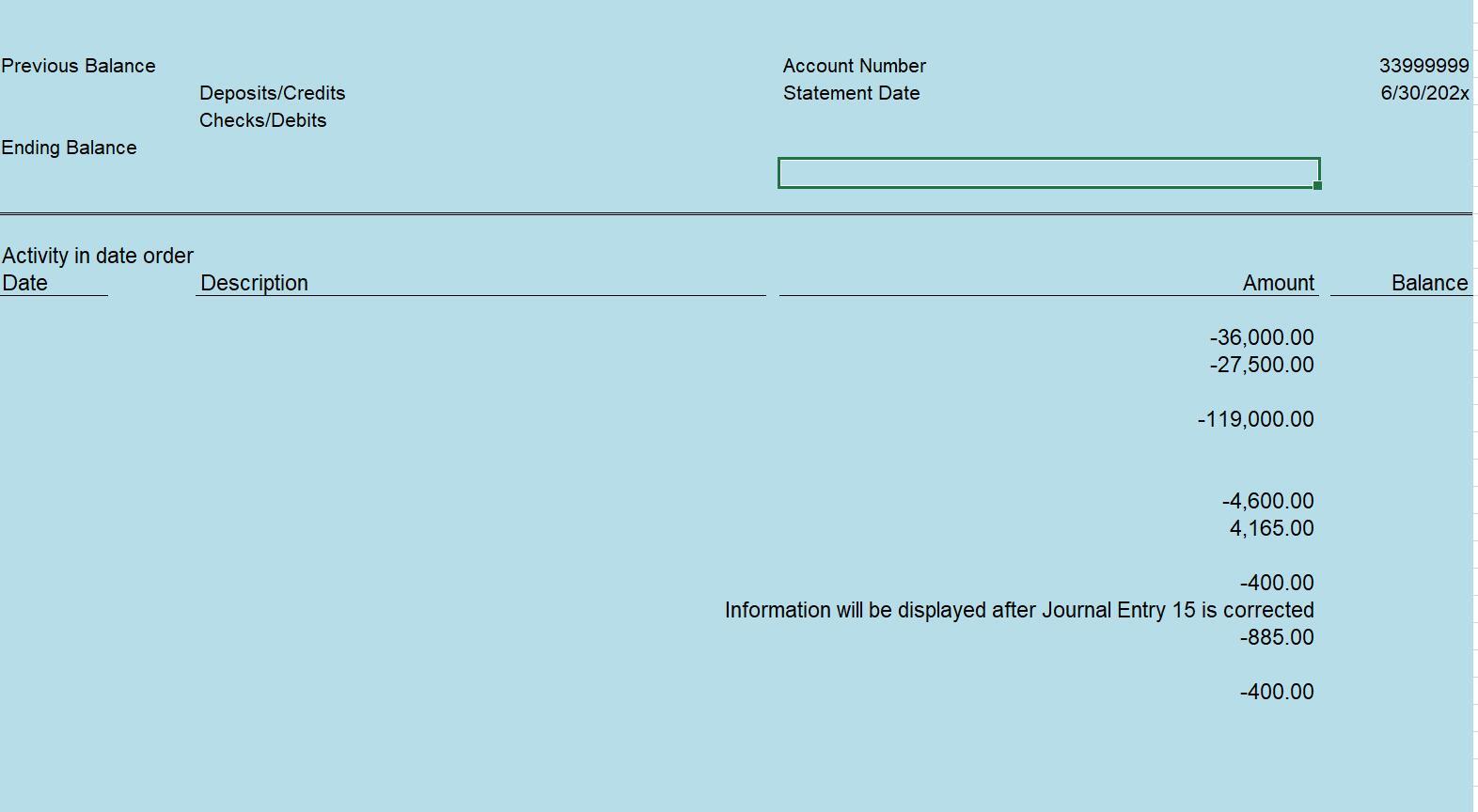 Previous Balance Account Number Statement Date | Chegg.com