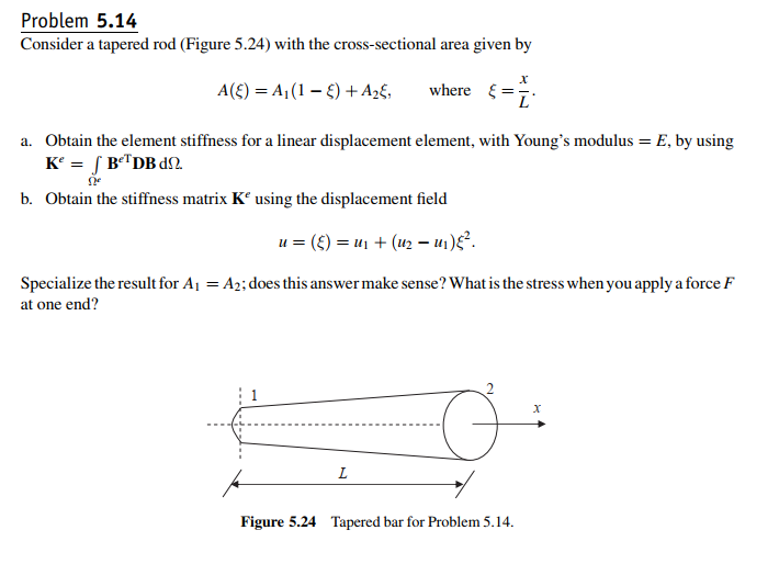 Problem 5.14 Consider a tapered rod (Figure 5.24) | Chegg.com