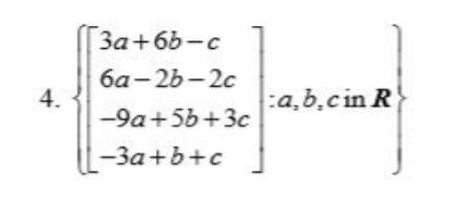 Solved 4. 3a +6b-c 6a-2b-20 -9a +56 +3c -3a+b+c :a.b.cin R | Chegg.com