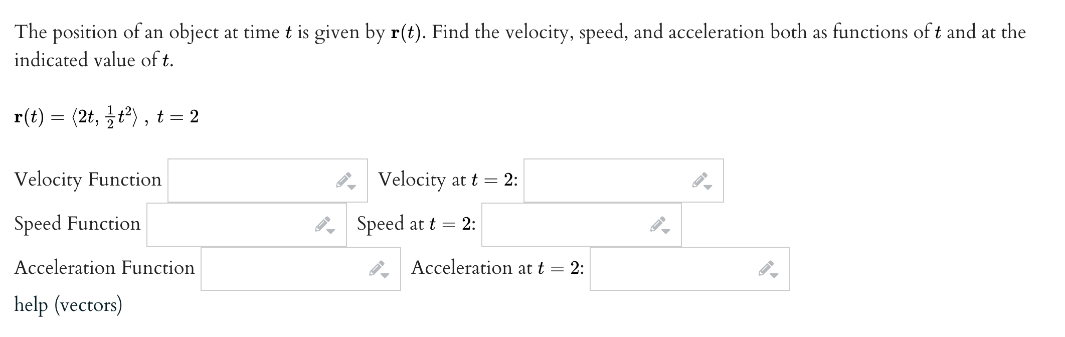 Solved The position of an object at time t is given by r(t). | Chegg.com