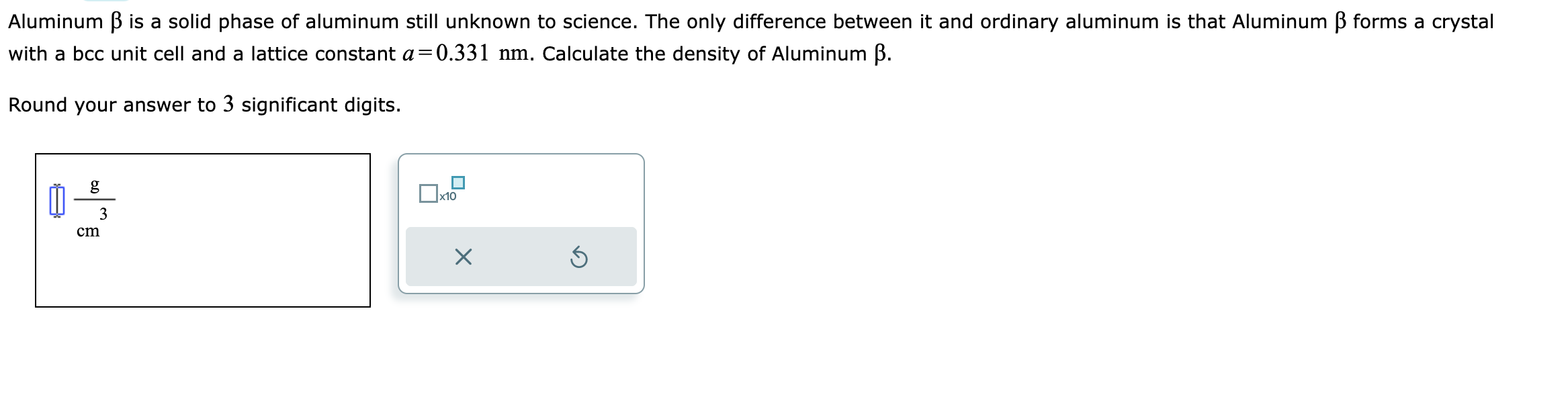 Solved Aluminum β is a solid phase of aluminum still unknown | Chegg.com