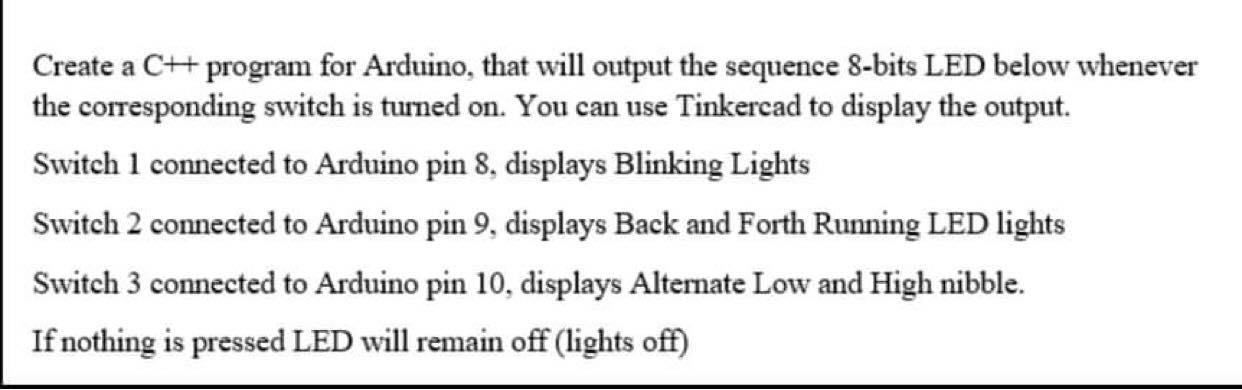 Solved Create a C++ program for Arduino, that will output | Chegg.com