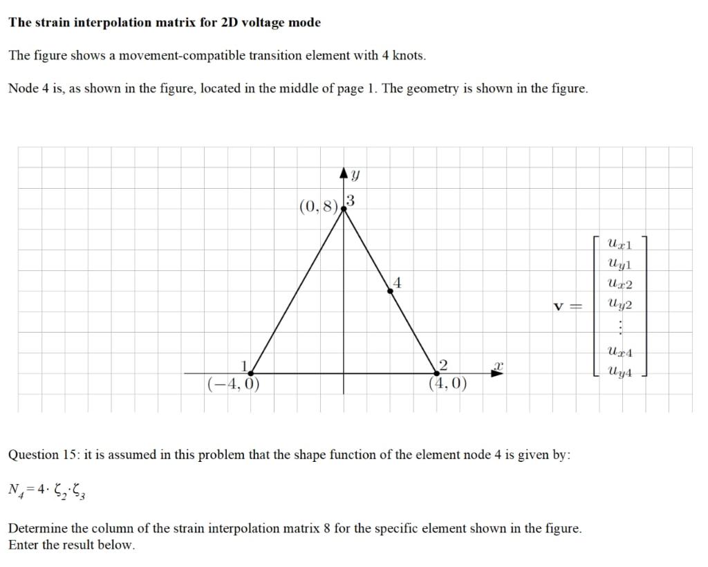 Solved The strain interpolation matrix for 2D voltage mode | Chegg.com