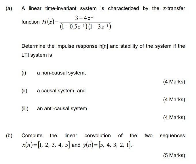Solved (a) A linear time-invariant system is characterized | Chegg.com