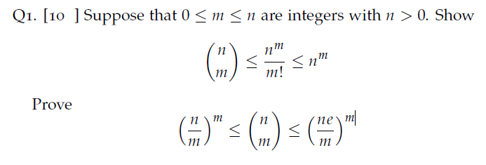 Solved Suppose that 0 ≤ m ≤ n are integers with n > 0. SHOW | Chegg.com