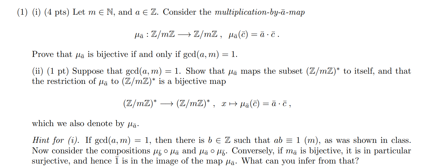 Solved 1 I 4 Pts Let Me N And A Z Consider The Chegg Com