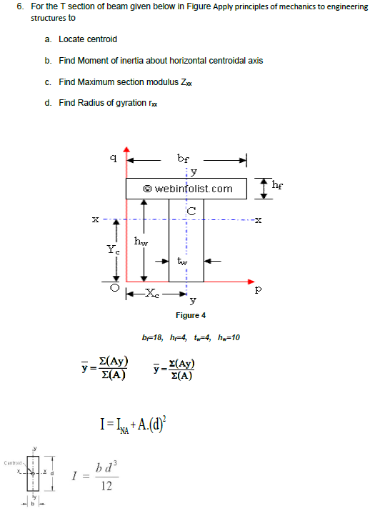 Solved 6. For the T section of beam given below in Figure | Chegg.com