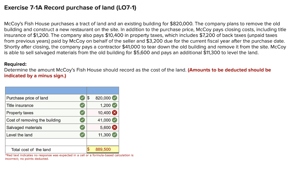 Solved Exercise 71A Record purchase of land (L071) McCoy's