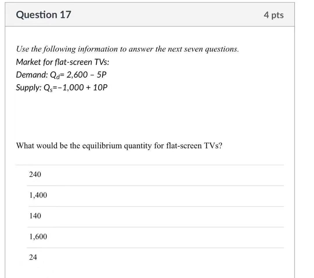 Solved Question 17 4 pts Use the following information to | Chegg.com