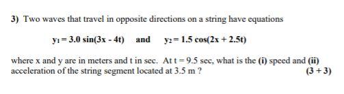 Solved 3) Two waves that travel in opposite directions on a | Chegg.com