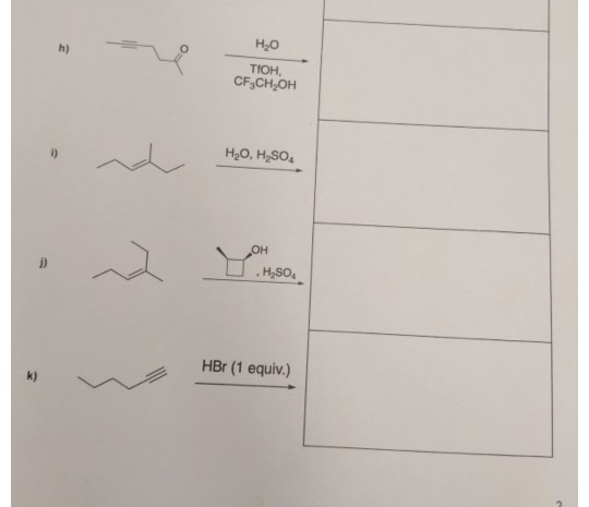 Solved Н,0 TIOH, CF3CH2OH H2O, H,SO .H2SO4 HBr (1 equiv.) | Chegg.com