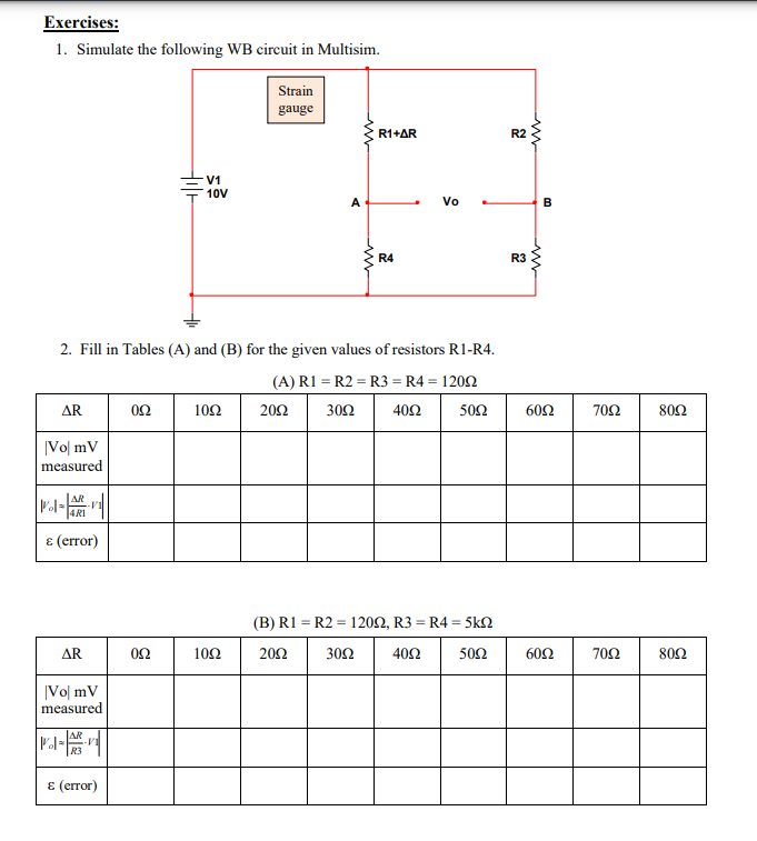 Solved Exercises: 1. Simulate the following WB circuit in | Chegg.com