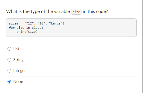 Solved What is the type of the variable size in this code? | Chegg.com
