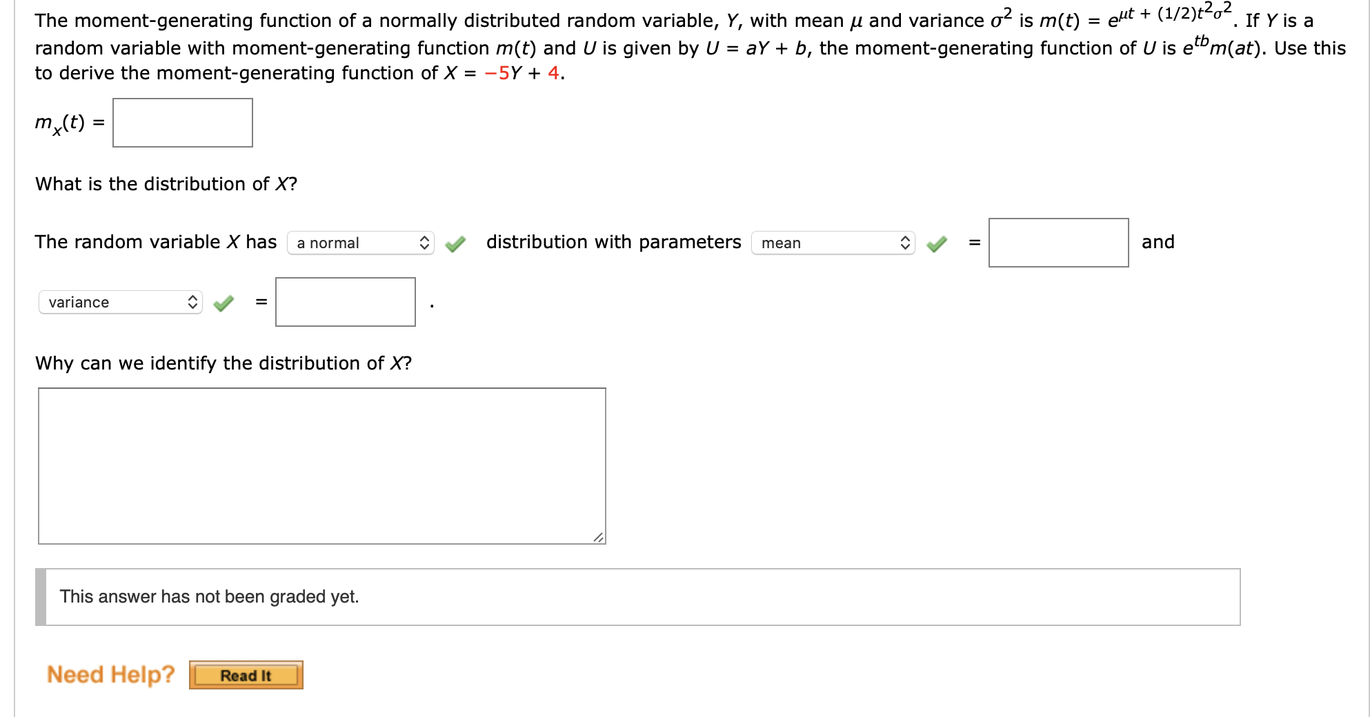 Solved The Moment Generating Function Of A Normally Distr Chegg Com