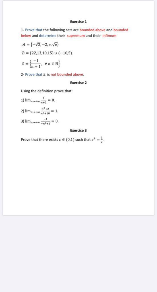 Solved Exercise 1 1. Prove That The Following Sets Are | Chegg.com