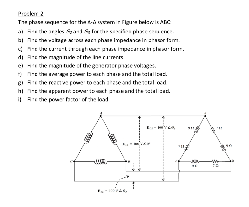 Solved Problem 2 The phase sequence for the A-A system in | Chegg.com