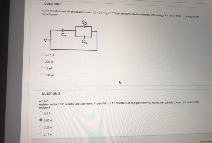 Solved QUESTION 1 in the circuit shown, three capacitors | Chegg.com