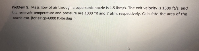 Solved Problem 5. Mass flow of air through a supersonic | Chegg.com