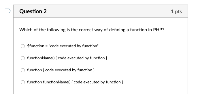 Solved D Question 2 1 pts Which of the following is the | Chegg.com